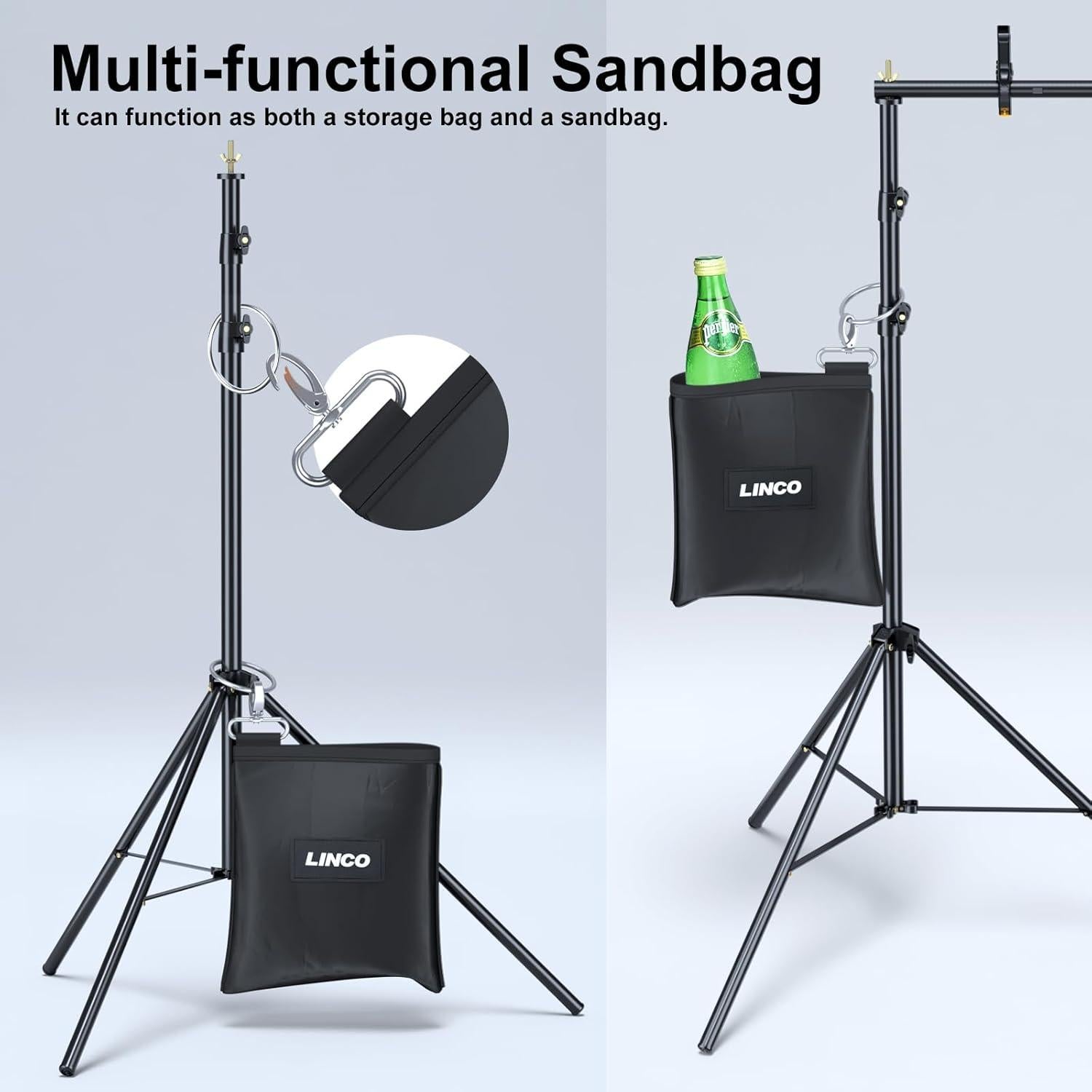 Kit de Soporte de Fondo Fotográfico LINCO 4172 Ajustable 3.05x2.13m