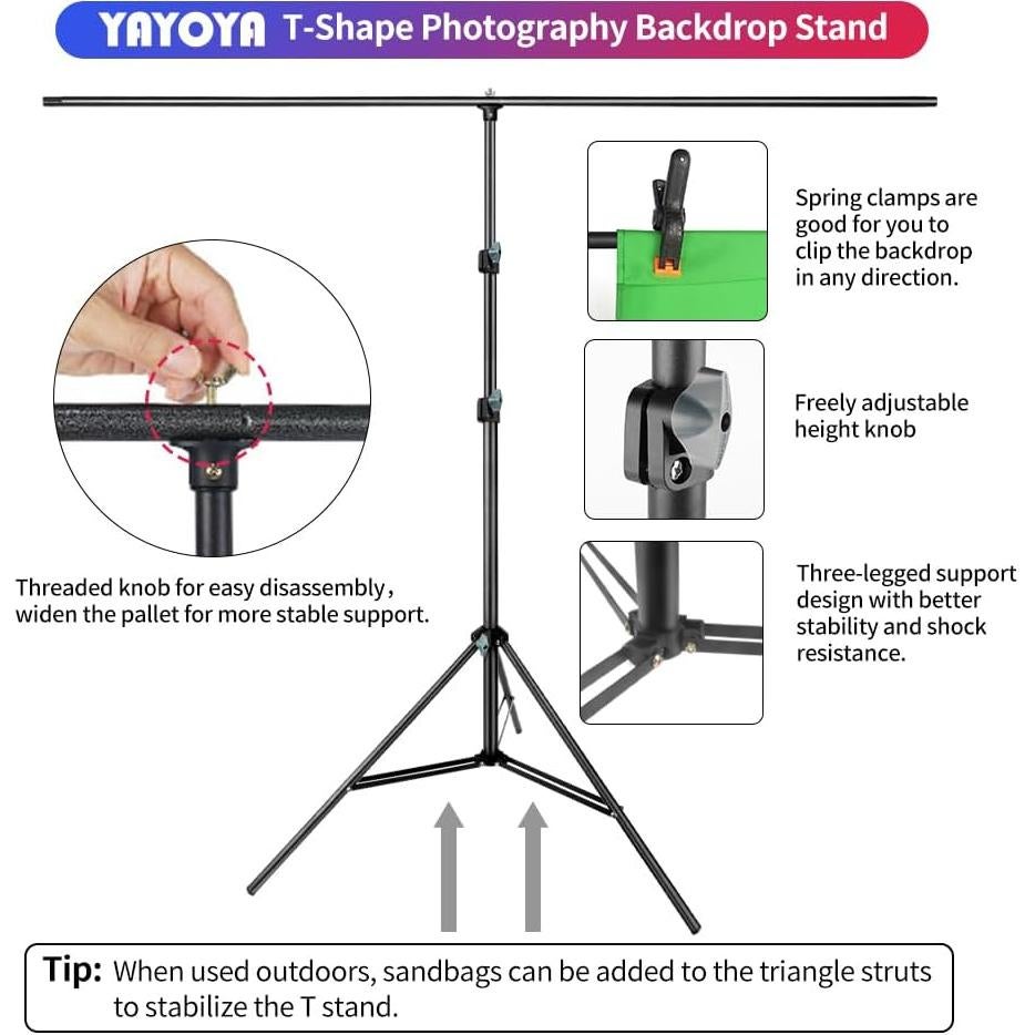Kit de Fondo de Pantalla Verde YAYOYA 1.52 x 1.98 m con Soporte