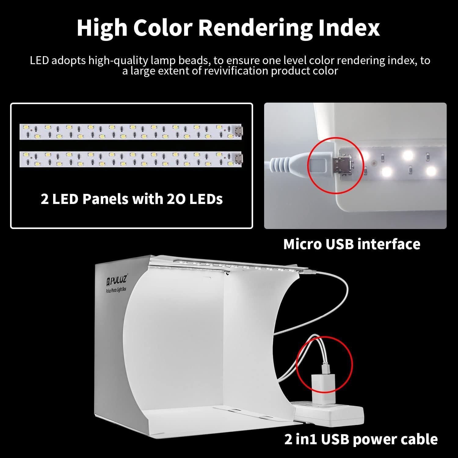 Caja de Luz Fotográfica Qulable 20 cm con 6 Fondos