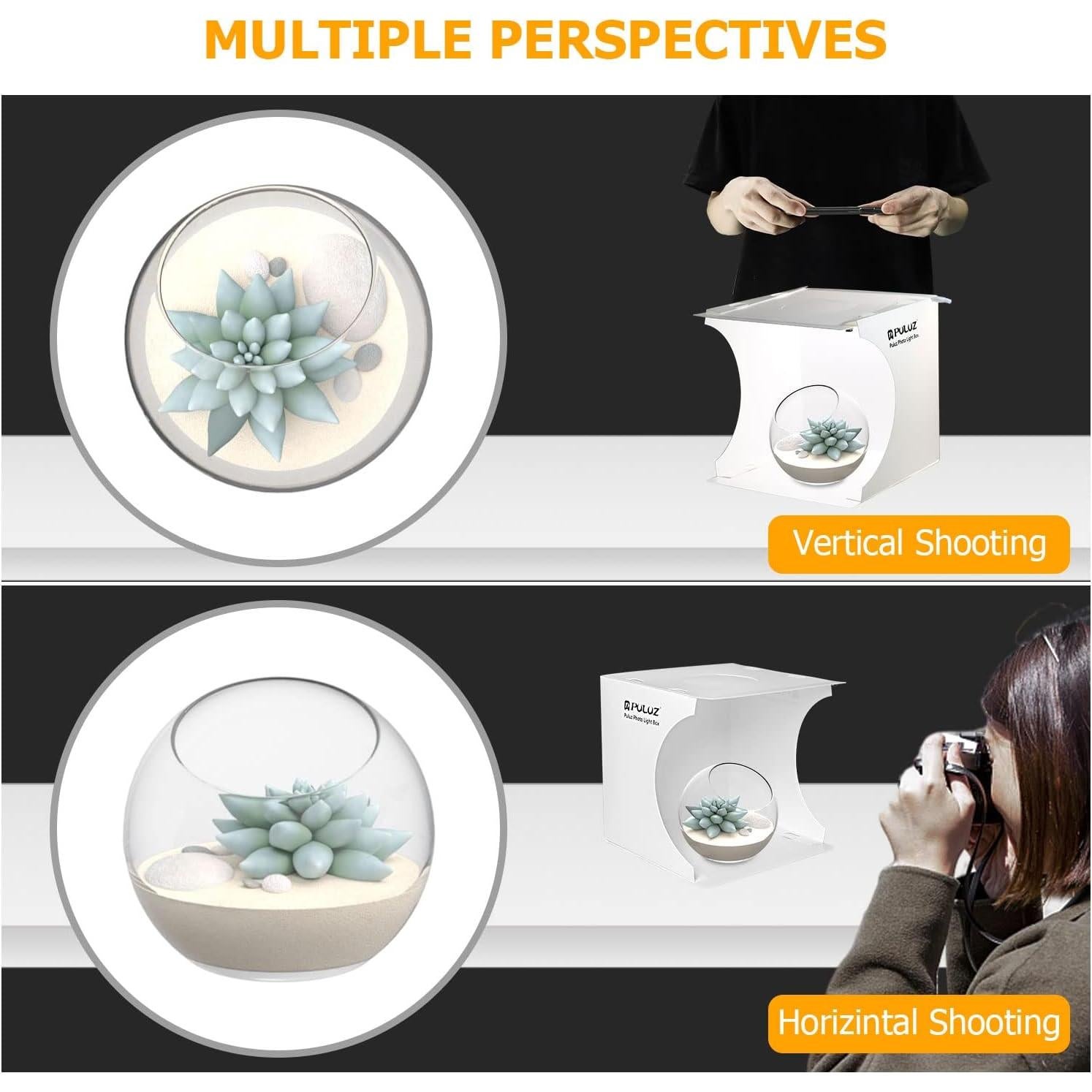 Caja de Luz Fotográfica Qulable 20 cm con 6 Fondos