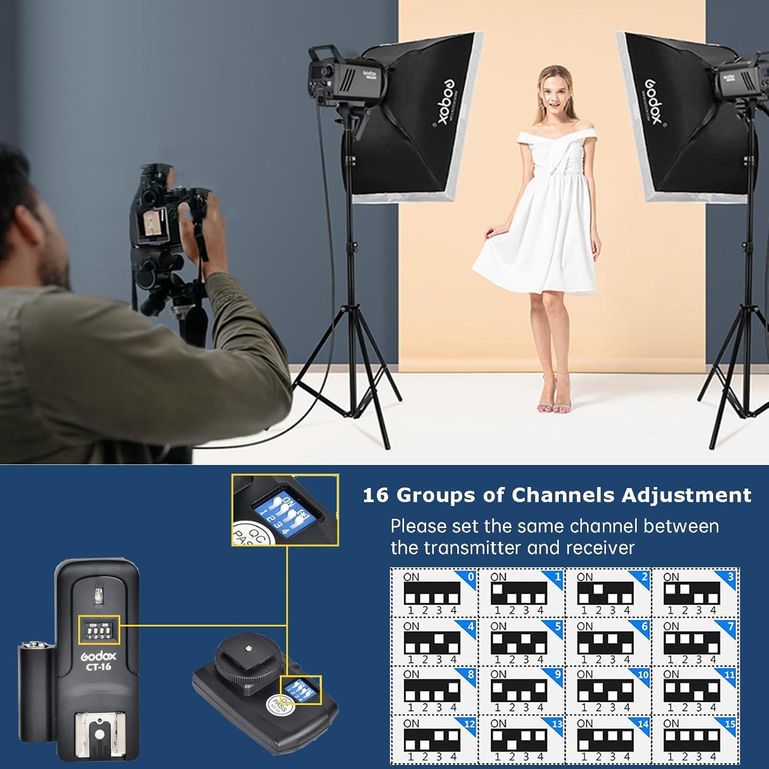 Kit Godox CT-16 Transmisor y Receptor Flash Inalámbrico 433MHz