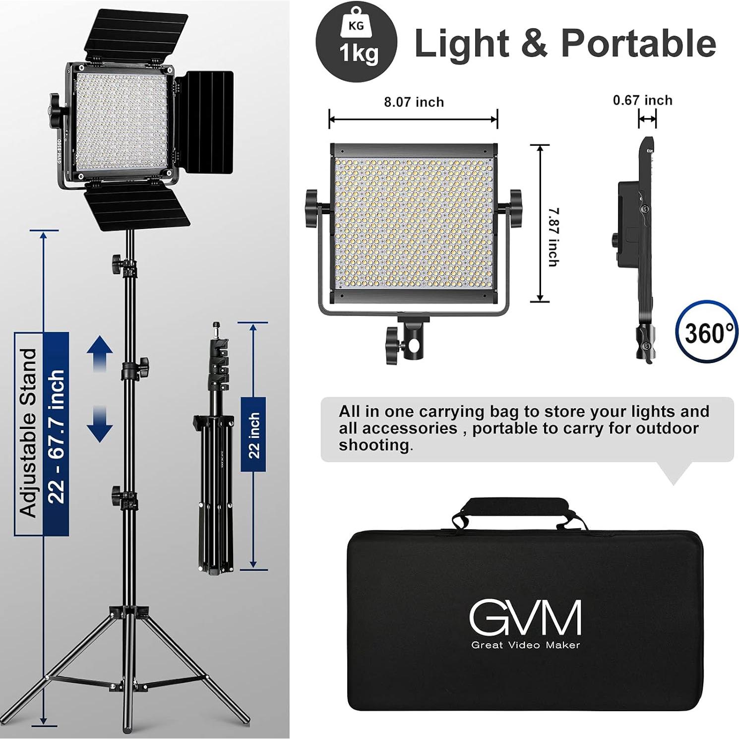 GVM RGB Video Lighting, 360° Full Color Led Video Light with APP Control, 3 Packs 850D Photography Lighting Kit CRI 97, YouTube, Aluminum Alloy Shell