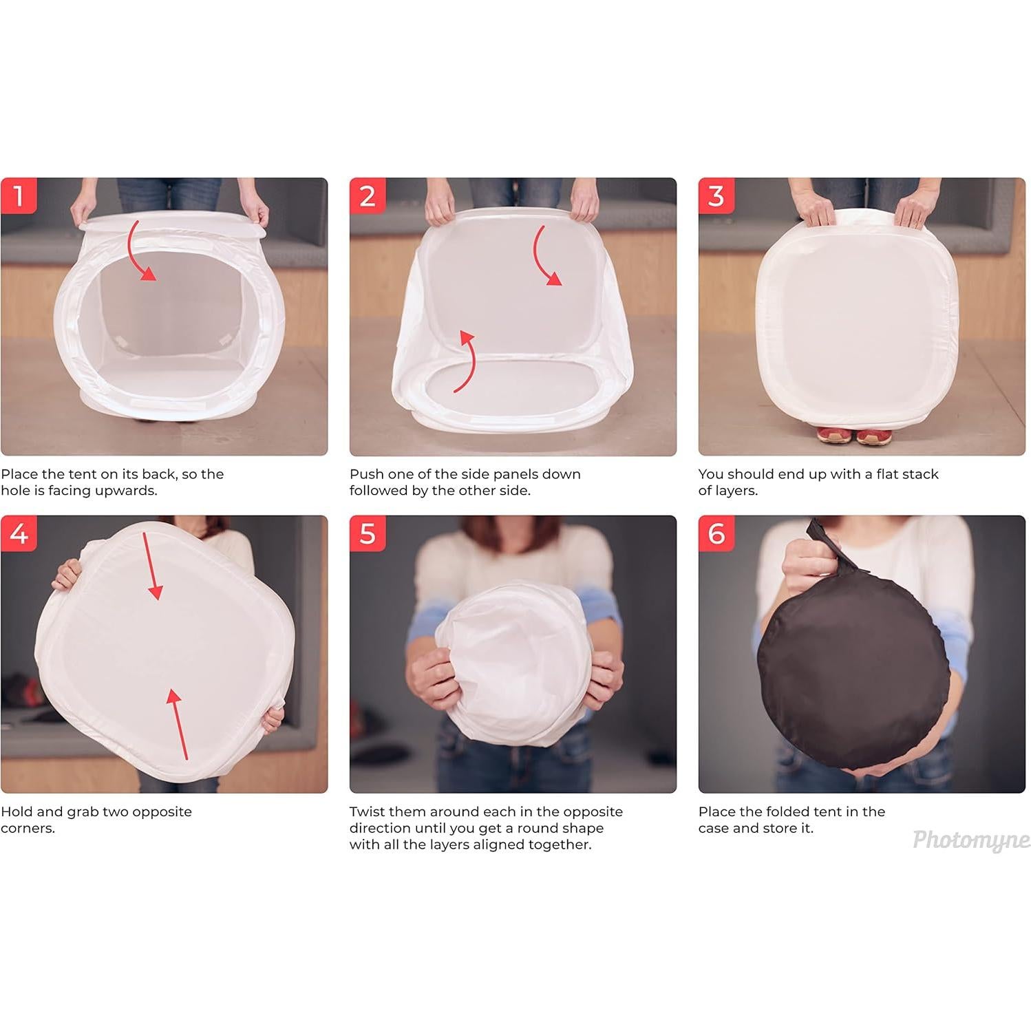 Photomyne Photo Studio Light Box – Foldable Collapsible Photography Tent with Carrying Bag, Glare-Free Diffuser for Product Photography