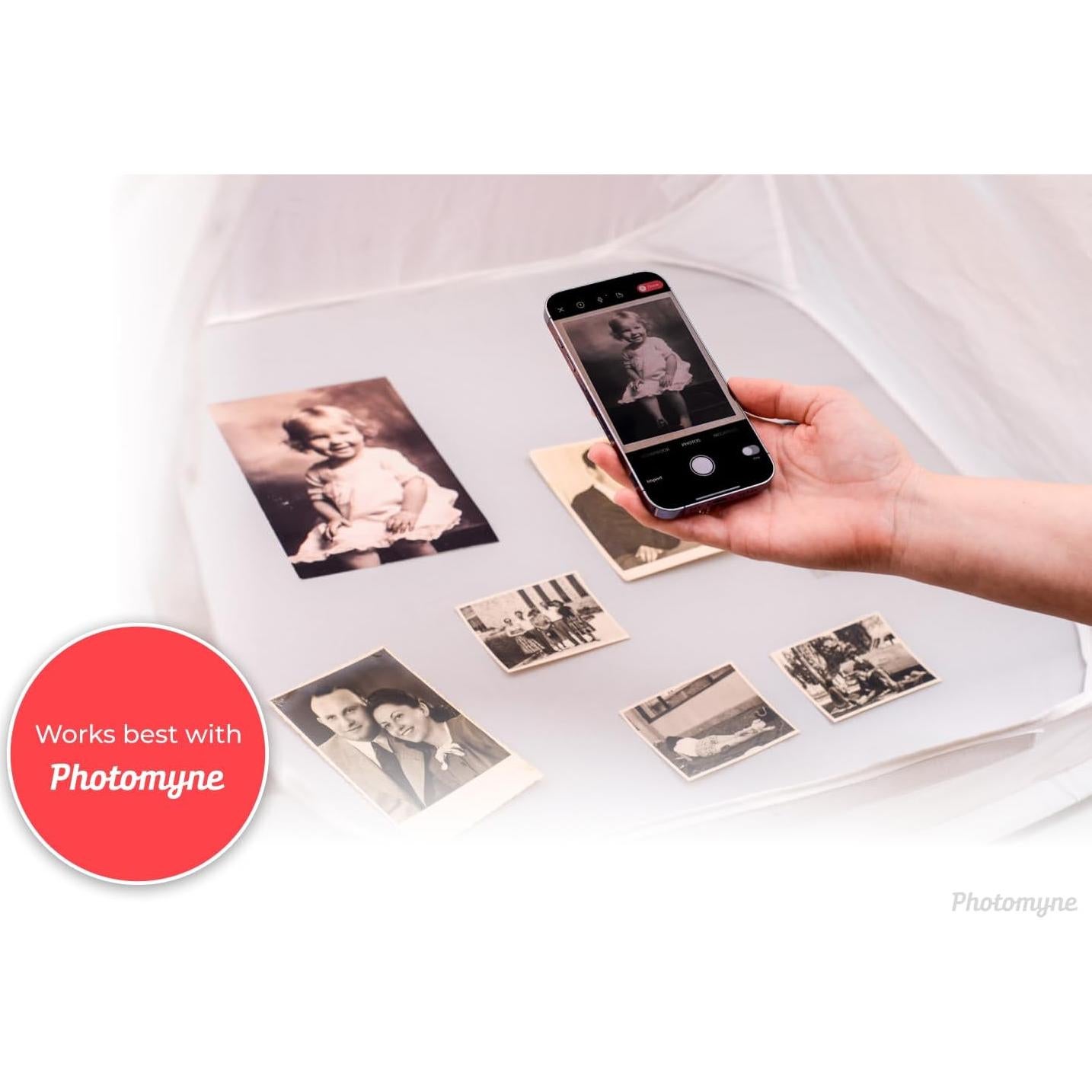 Photomyne Photo Studio Light Box – Foldable Collapsible Photography Tent with Carrying Bag, Glare-Free Diffuser for Product Photography