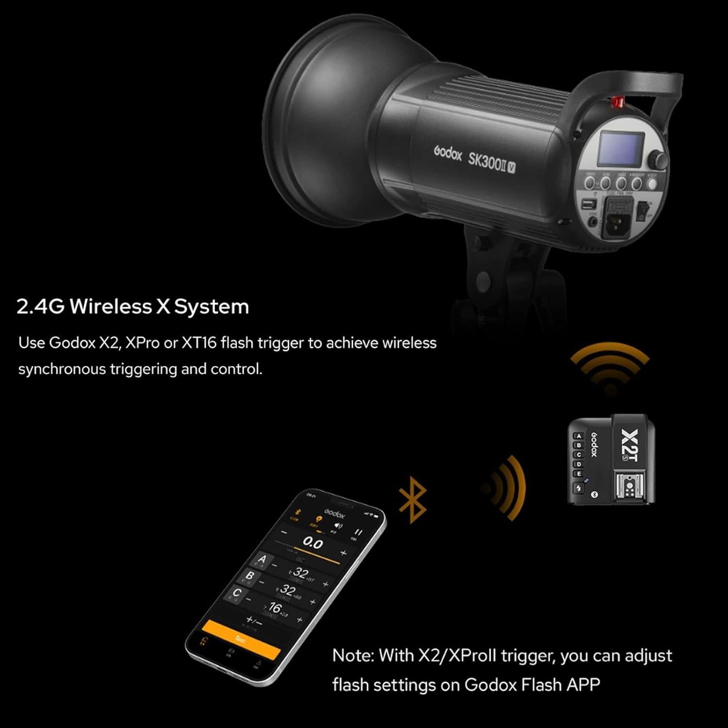 Godox SK400IIV SK400II-V KIT 400Ws Strobe Studio Flash GN65 5700K 2.4G with LED Modeling Lamp Bowens Mount Monolight for Studio, Portrait Photography+60x90CM Softbox (Godox SK400II Upgraded Version)