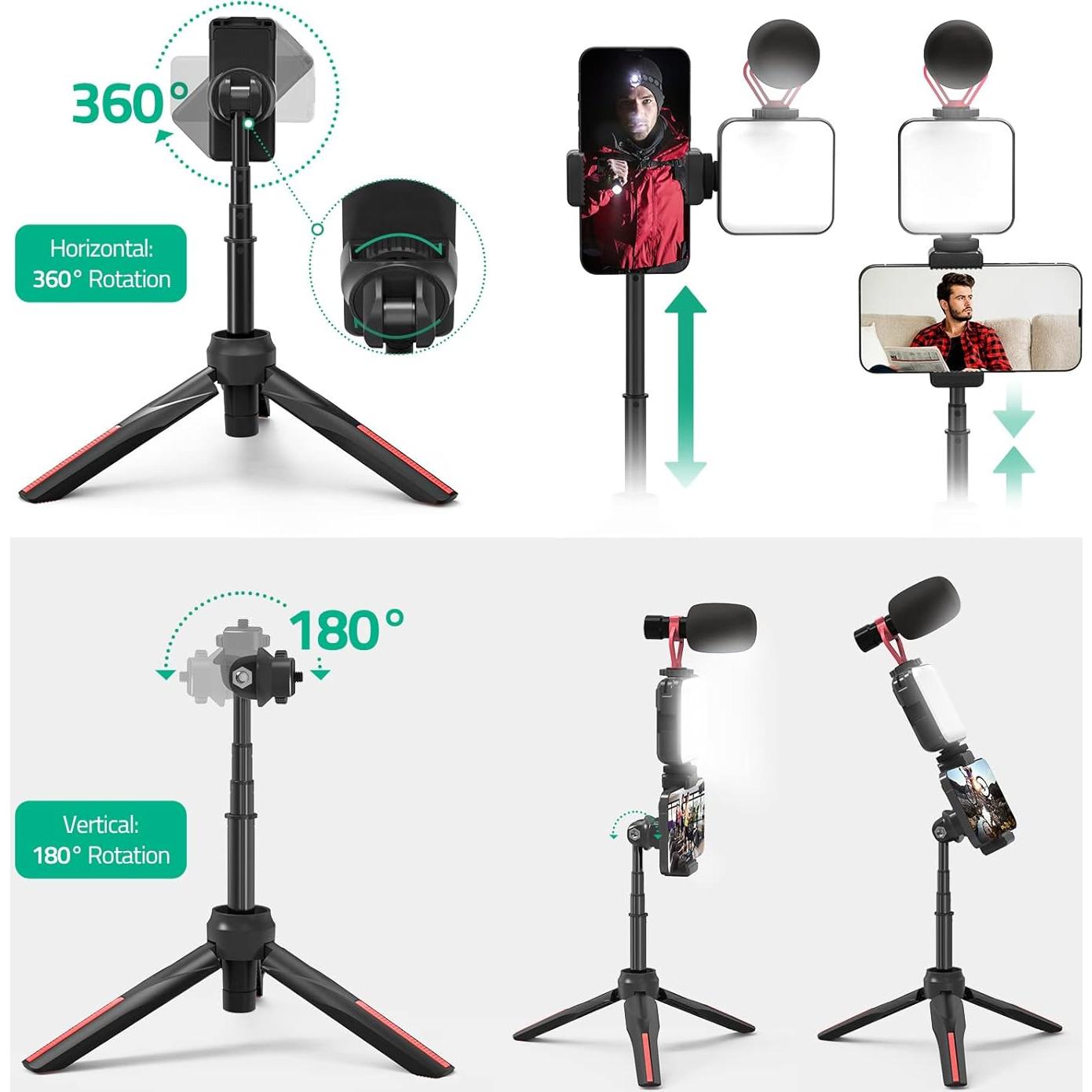 Kit de Vlogging TECELKS para Smartphone con Luz LED y Trípode