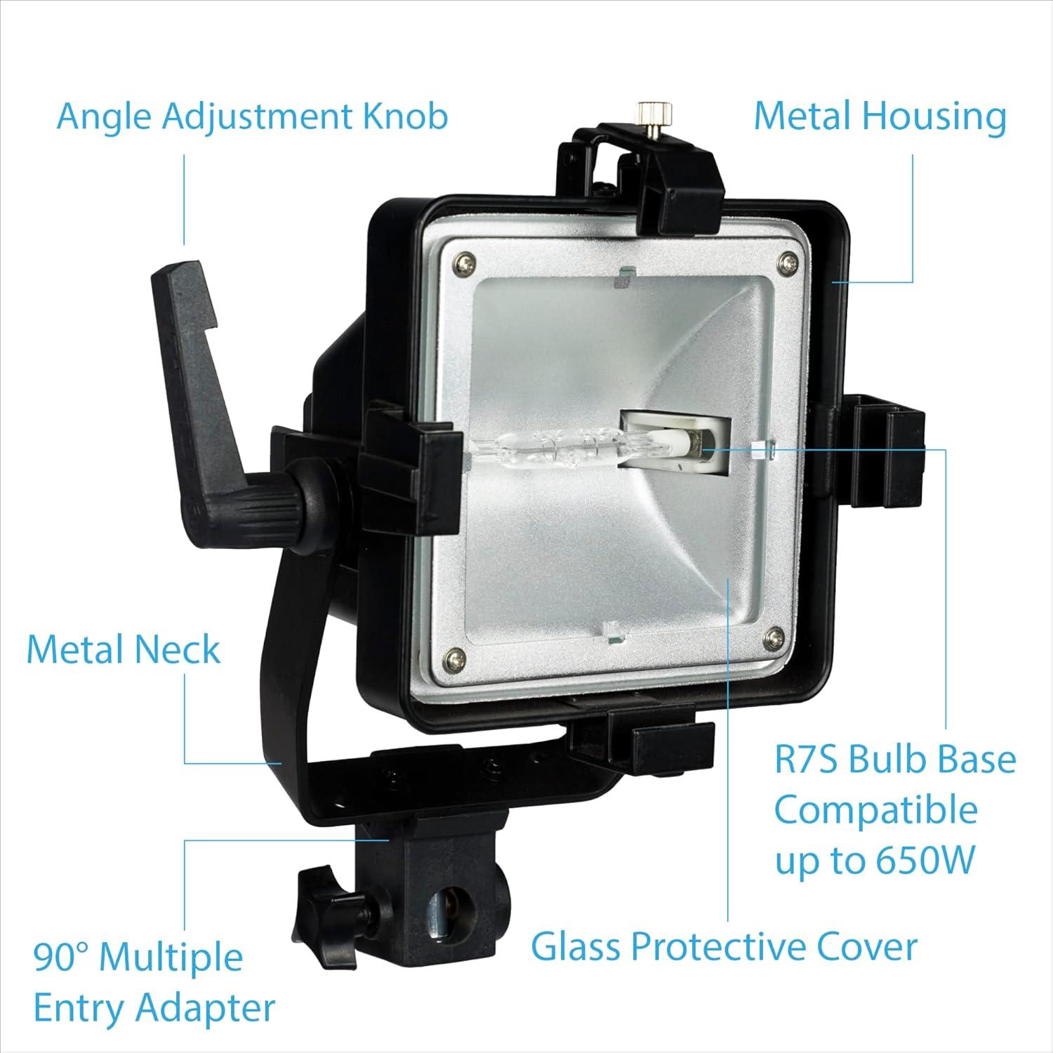 BRITEK 900W Halogen Studio Light Kit, 2700K Warm Color Temperature (1950W MAX) Non-Dimmable - Included Carrying Bag with Leather Handle