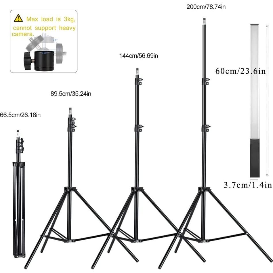 Light Wand Photography RGB Tube Light Stick Photography RGB Lights/Video Lighting for Filming,Streaming,Waterproof Led Light Stick with Remote,80''Light Stand Tube Lights 3000~7500K