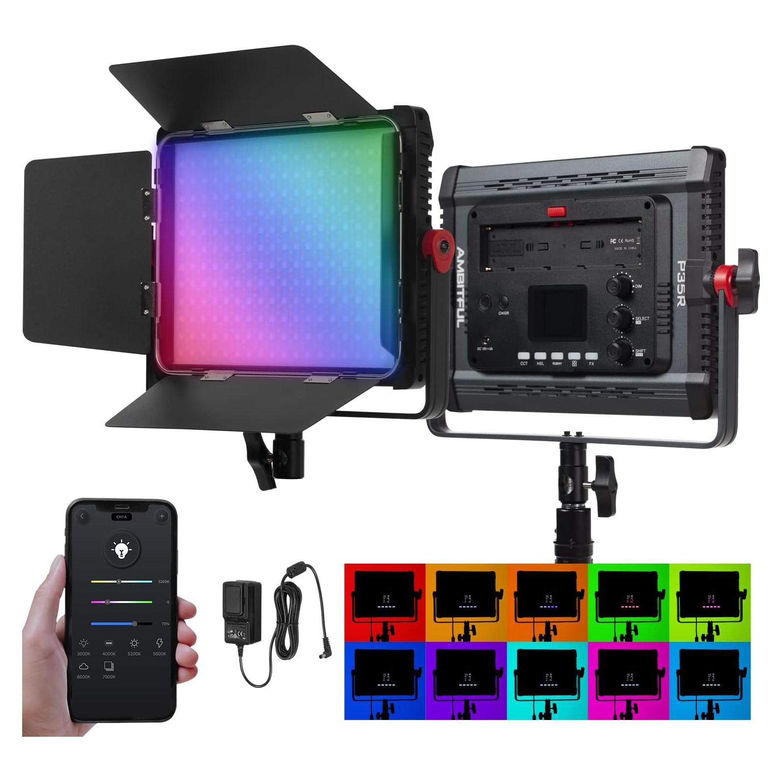 Luz de Video LED RGB AMBITFUL P35R 30W Control APP