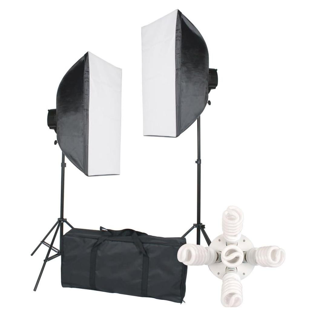 Kit de Iluminación Softbox StudioFX 2000W - 2 Soportes y 10 Bombillas