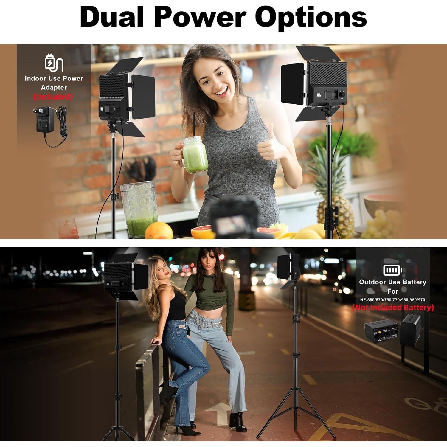 Kit de Luz de Video LED Pixel Bi-Color 2500-6500K - 2 Luces