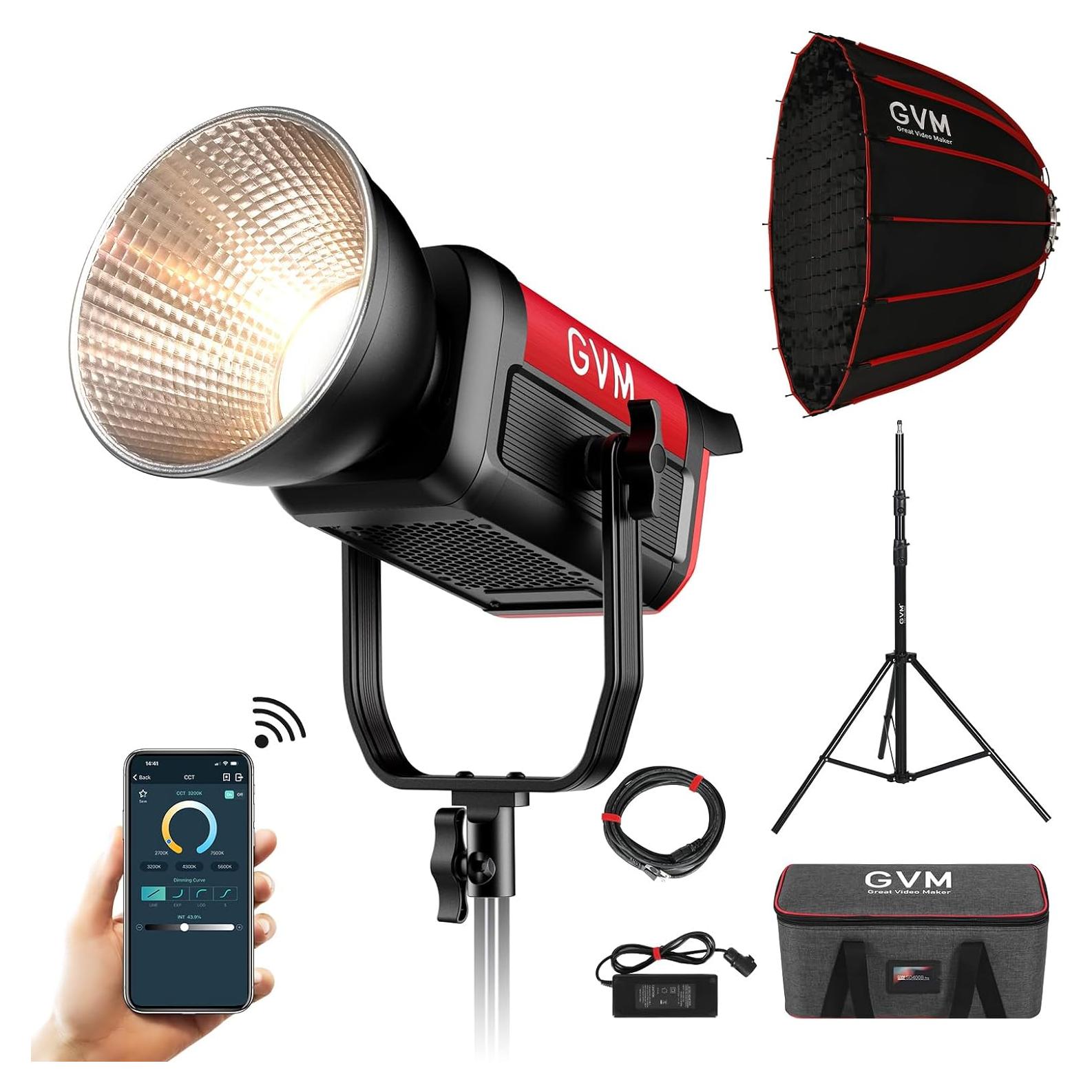 200W Video Light Kit, LED Video Light Studio, Bluetooth Mesh Network/DMX Control, 45400lux/1m Continuous Lighting, 12 Lighting Effects, 2700K-6800K