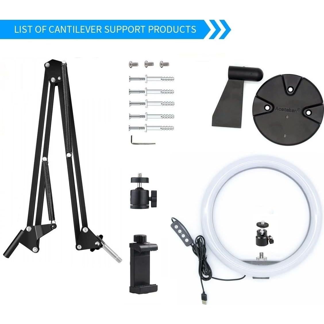 Soporte de Teléfono de Pared con Luz de Anillo 10" Acetaken