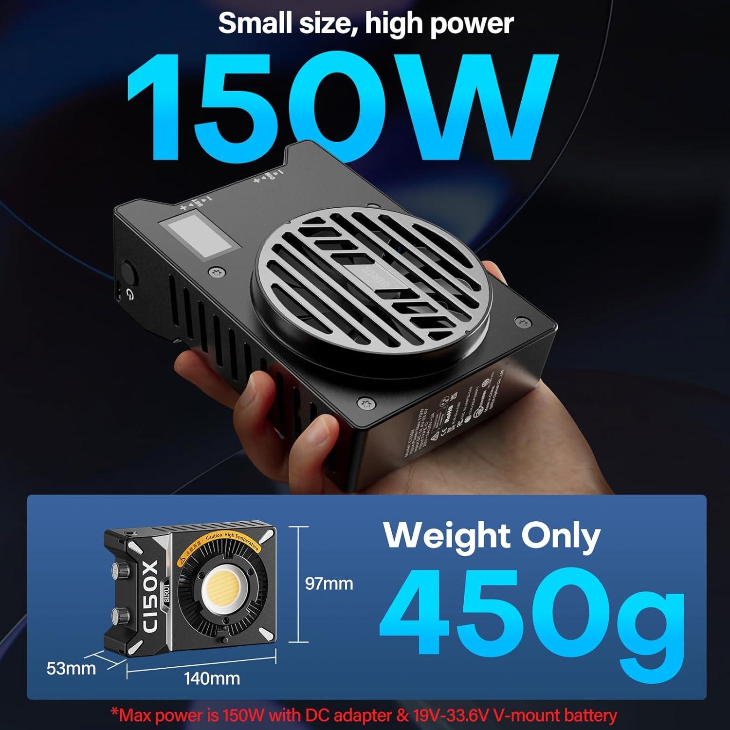SIRUI Super Bulbs C150X Combo 150W LED Video Light, COB Portable Photography Camera Light Bi-Color 2800K-6500K with Bluetooth App Brightness Control Bowens Adapter Reflector Continuous Output Lighting