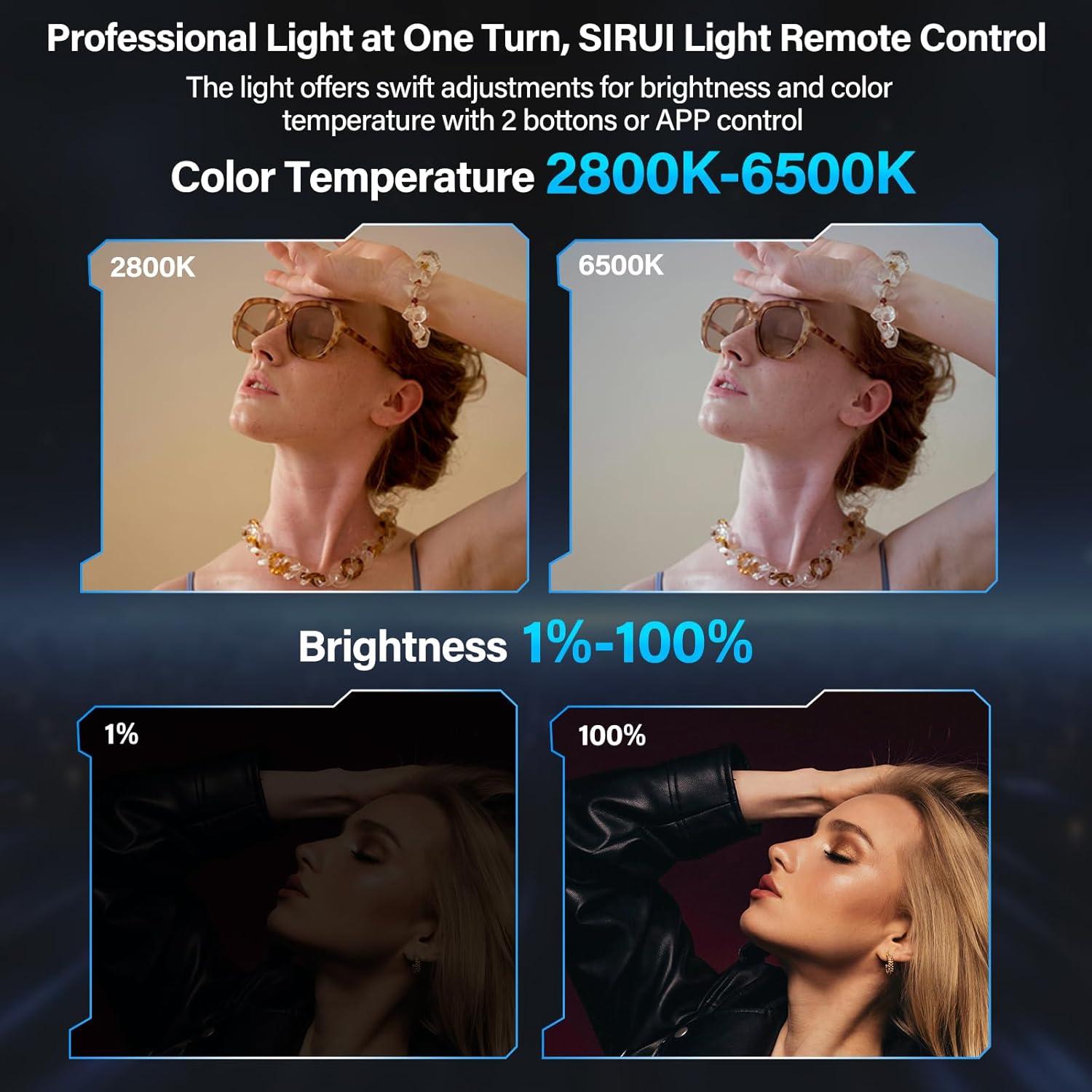 SIRUI Super Bulbs C150X Combo 150W LED Video Light, COB Portable Photography Camera Light Bi-Color 2800K-6500K with Bluetooth App Brightness Control Bowens Adapter Reflector Continuous Output Lighting