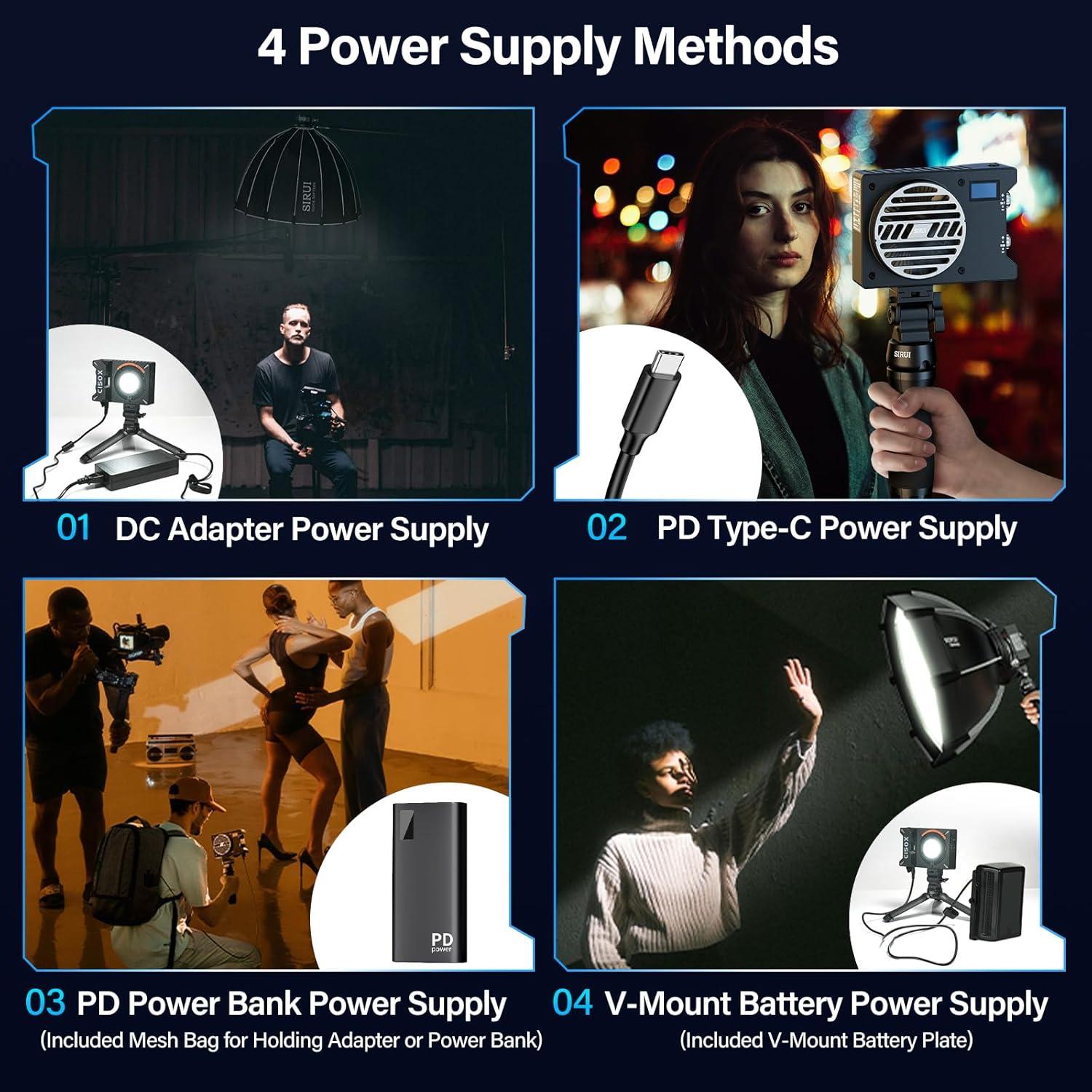 SIRUI Super Bulbs C150X Combo 150W LED Video Light, COB Portable Photography Camera Light Bi-Color 2800K-6500K with Bluetooth App Brightness Control Bowens Adapter Reflector Continuous Output Lighting