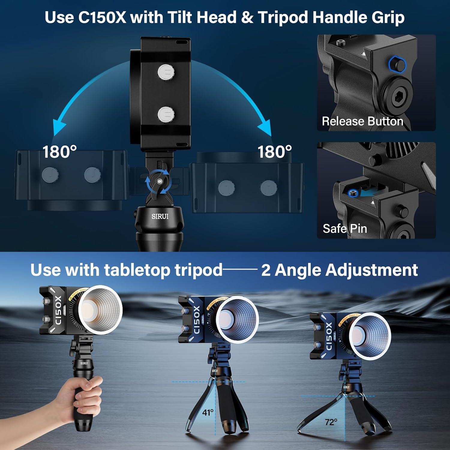 SIRUI Super Bulbs C150X Combo 150W LED Video Light, COB Portable Photography Camera Light Bi-Color 2800K-6500K with Bluetooth App Brightness Control Bowens Adapter Reflector Continuous Output Lighting