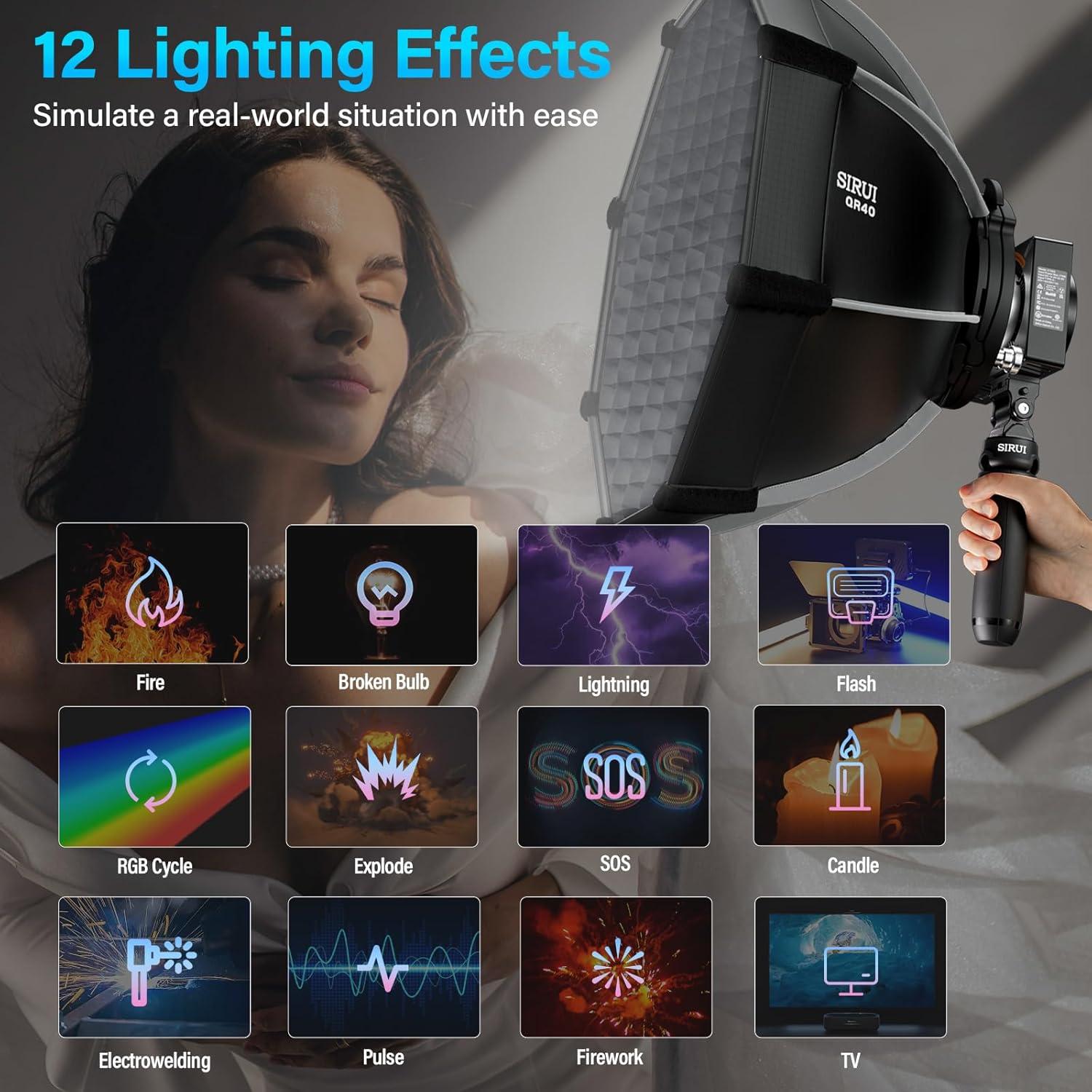 SIRUI Super Bulbs C150X Combo 150W LED Video Light, COB Portable Photography Camera Light Bi-Color 2800K-6500K with Bluetooth App Brightness Control Bowens Adapter Reflector Continuous Output Lighting