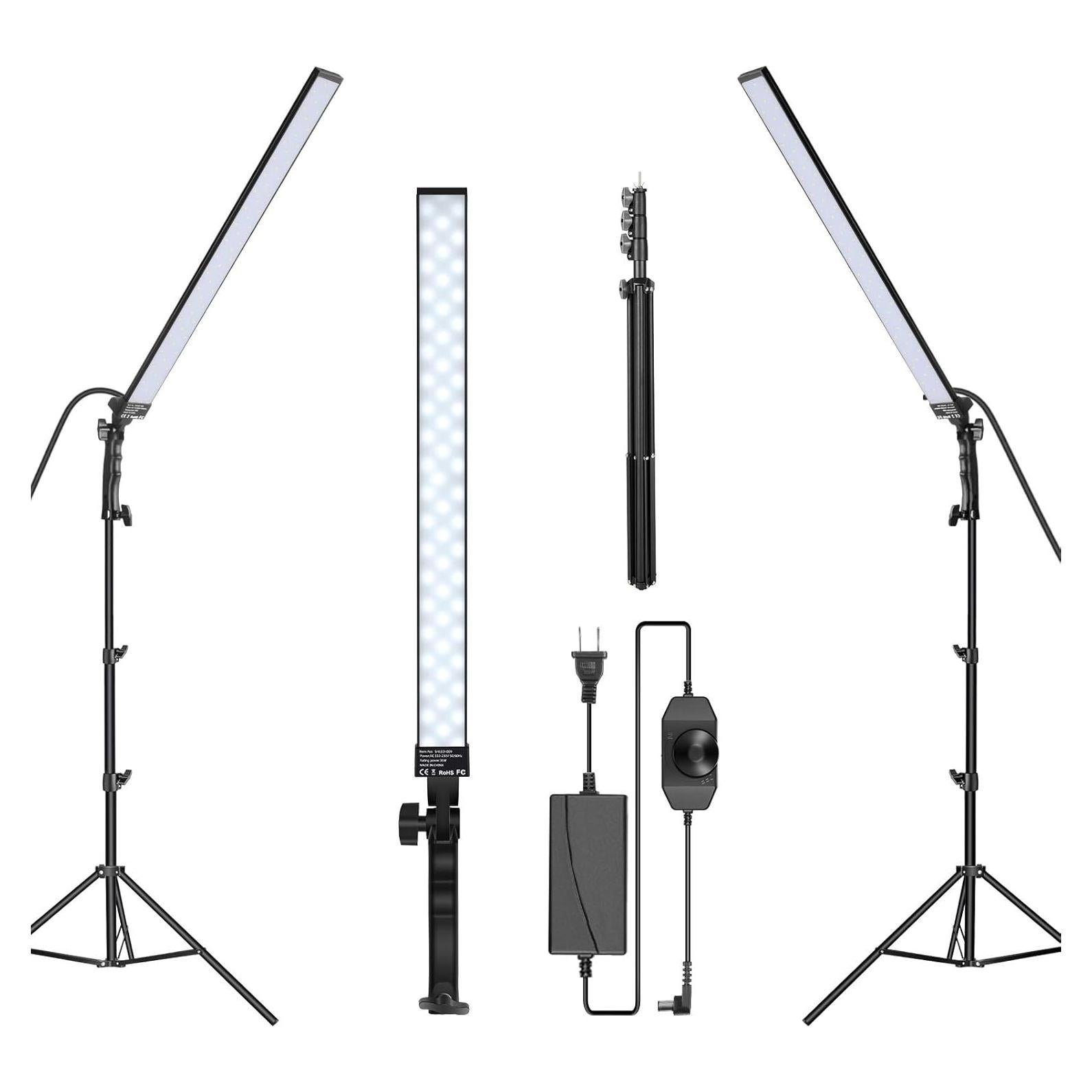Neewer LED Video Light Stick Kit, 2-Pack Photography Lighting Kit Dimmable 5500K with 79-inch Light Stand for Photographic Video Fill Light/Live Streaming/Video Conferencing/Zoom Calls/Live Streaming