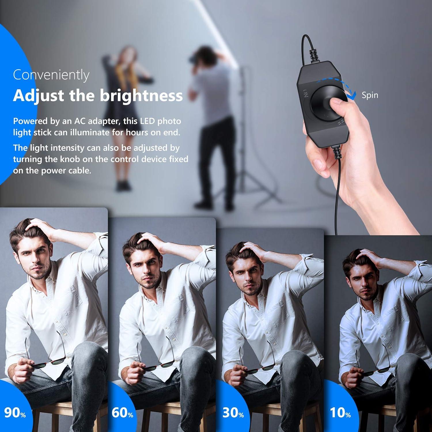 Neewer LED Video Light Stick Kit, 2-Pack Photography Lighting Kit Dimmable 5500K with 79-inch Light Stand for Photographic Video Fill Light/Live Streaming/Video Conferencing/Zoom Calls/Live Streaming