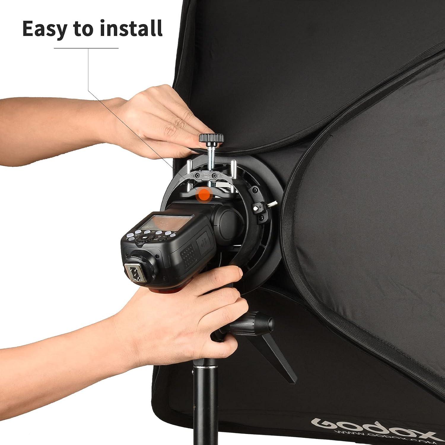 Kit Softbox Plegable Godox 80x80cm con Soporte S-Type