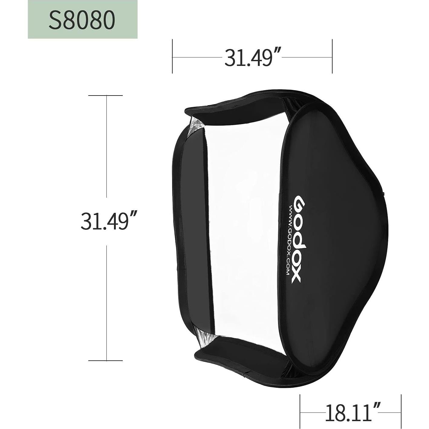 Kit Softbox Plegable Godox 80x80cm con Soporte S-Type