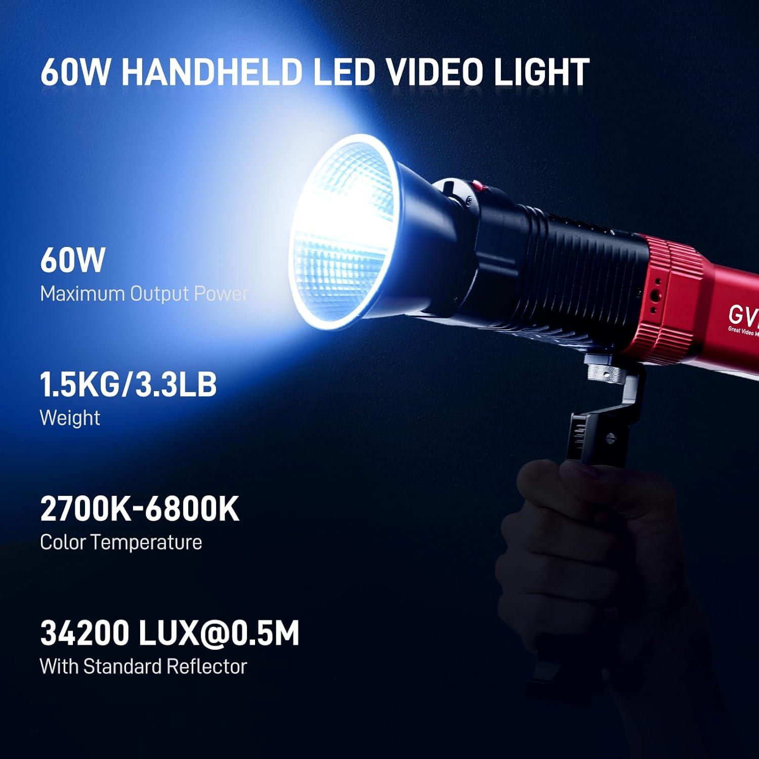 Luz de Video RGB GVM PD60C 60W Portátil IP65 2700-6800K