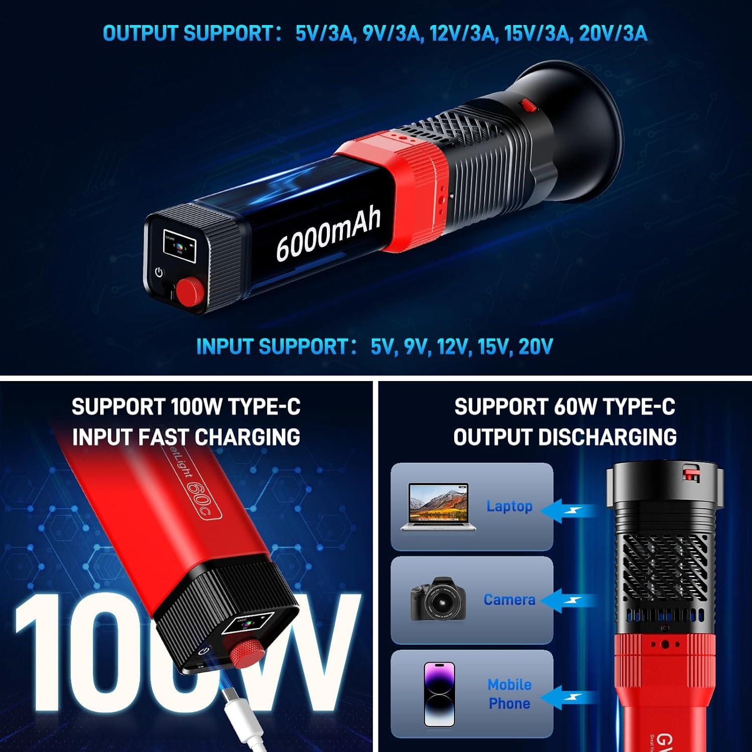 Luz de Video RGB GVM PD60C 60W Portátil IP65 2700-6800K