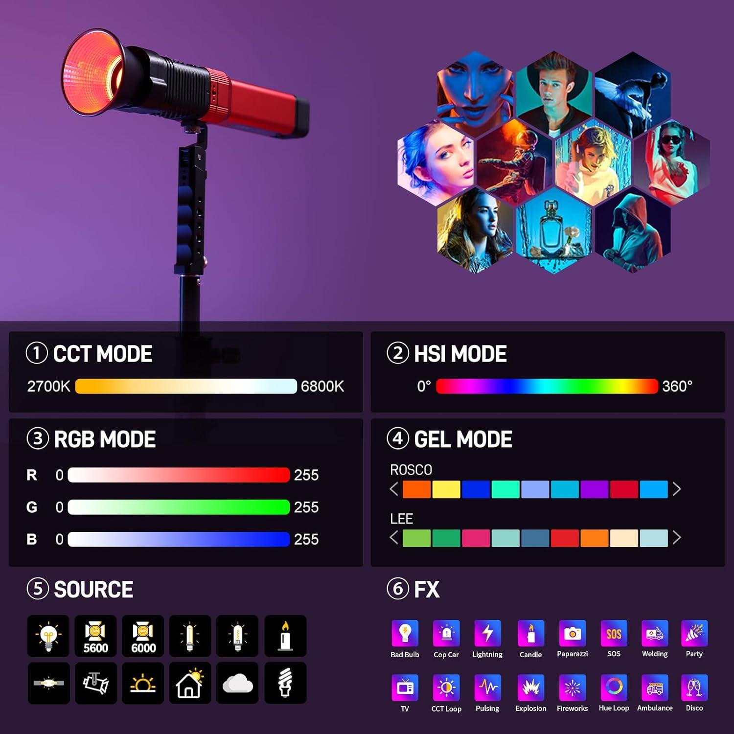 Luz de Video RGB GVM PD60C 60W Portátil IP65 2700-6800K