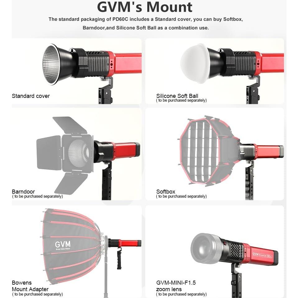 Luz de Video RGB GVM PD60C 60W Portátil IP65 2700-6800K