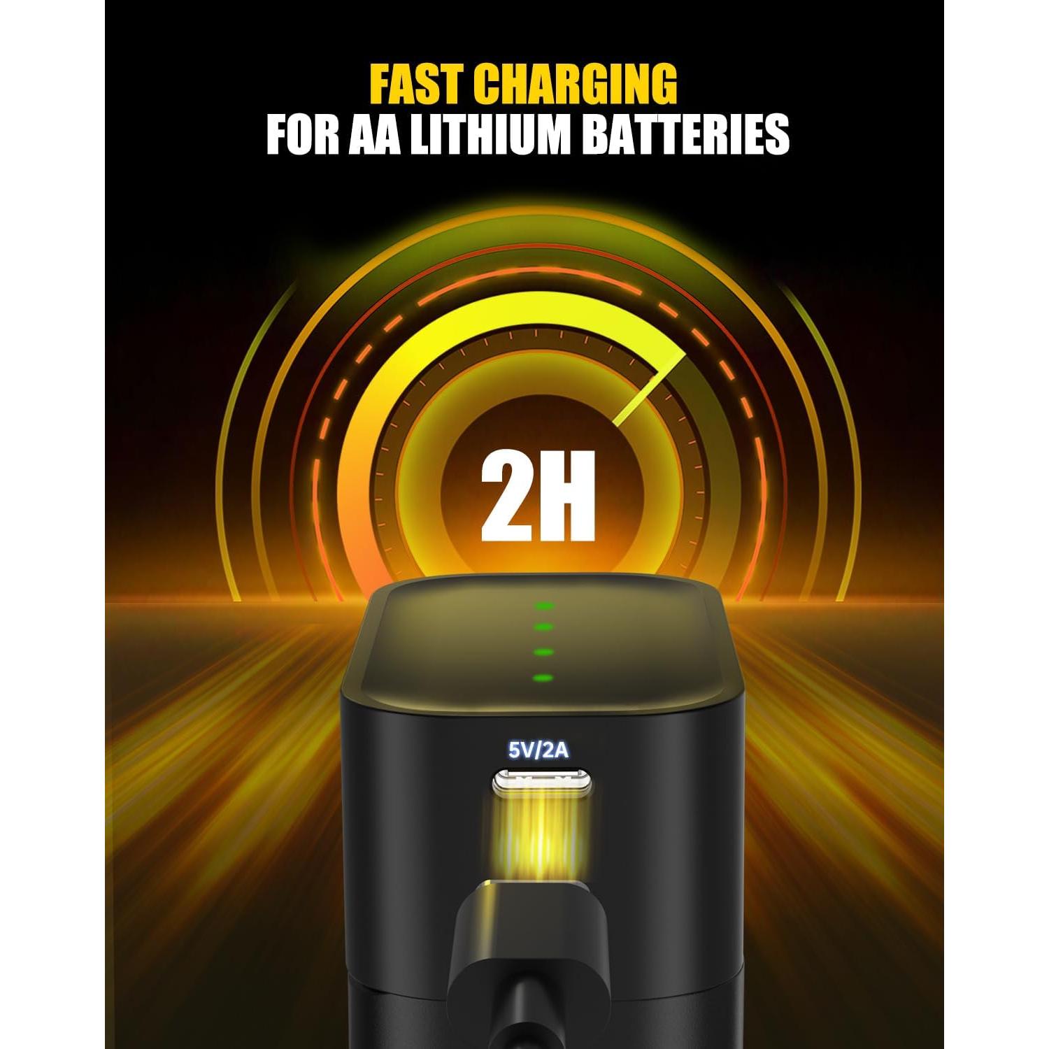 Baterías AA Recargables RayHom 3700mWh + Cargador 4 Ranuras