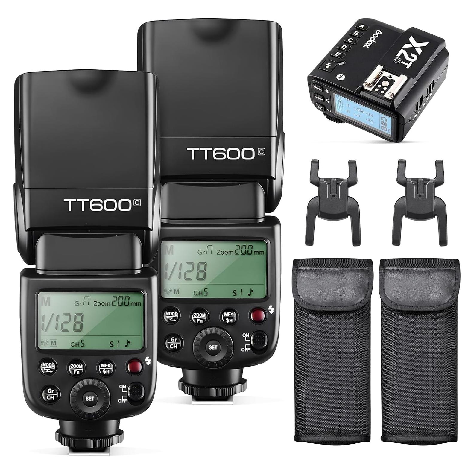 Kit Flash Inalámbrico Godox TT600 + Transmisor X2T-C para Canon