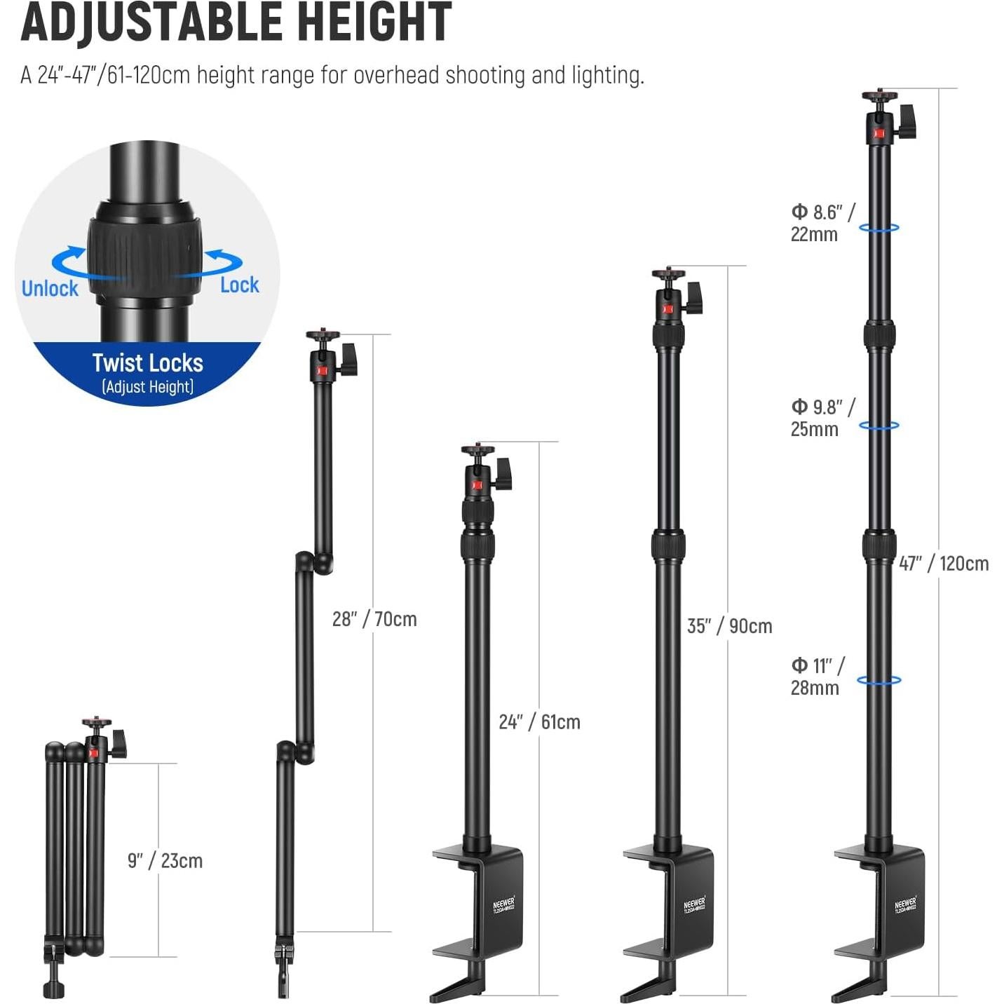 Soporte de Escritorio NEEWER TL253A+MH022 para Cámara y Micrófono