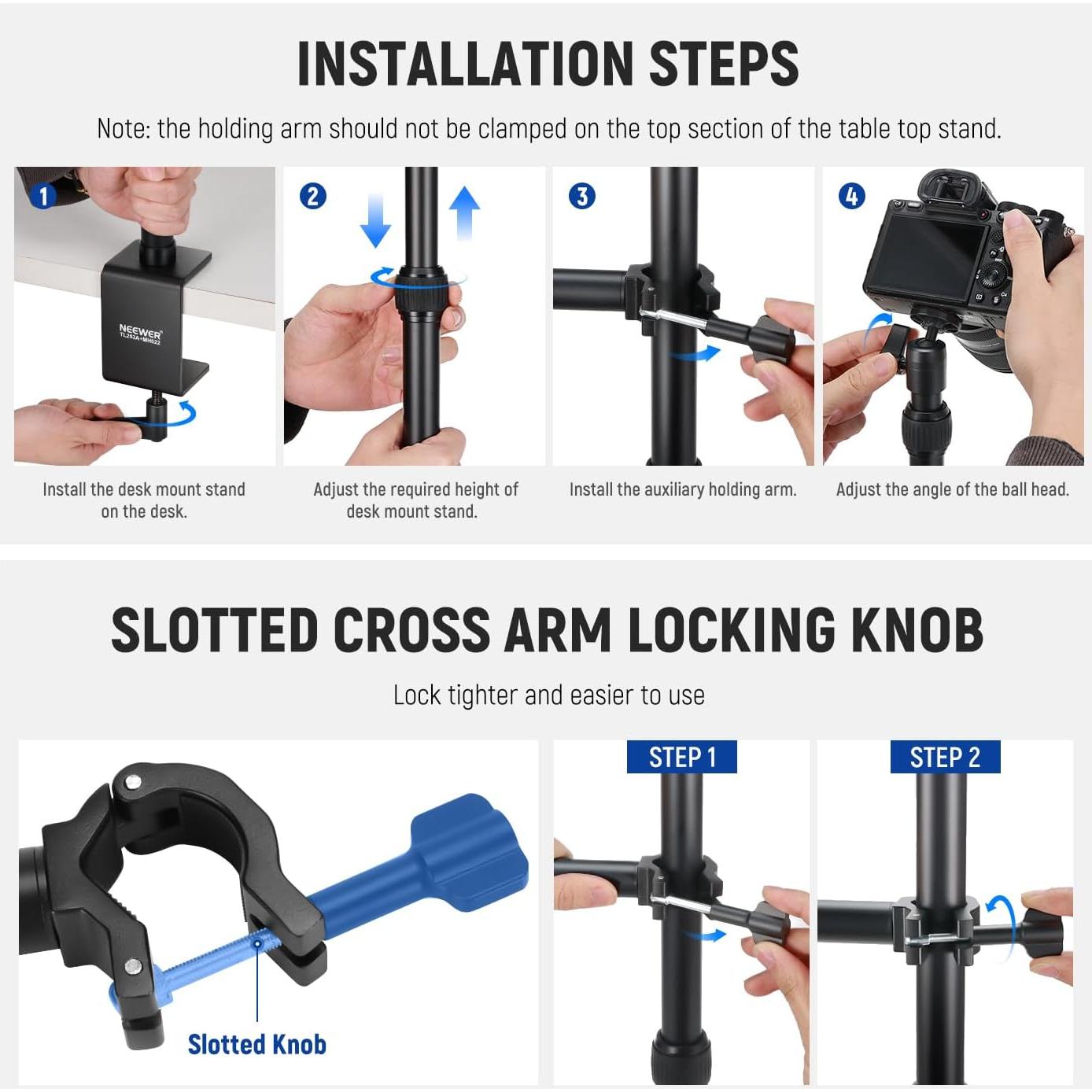 Soporte de Escritorio NEEWER TL253A+MH022 para Cámara y Micrófono