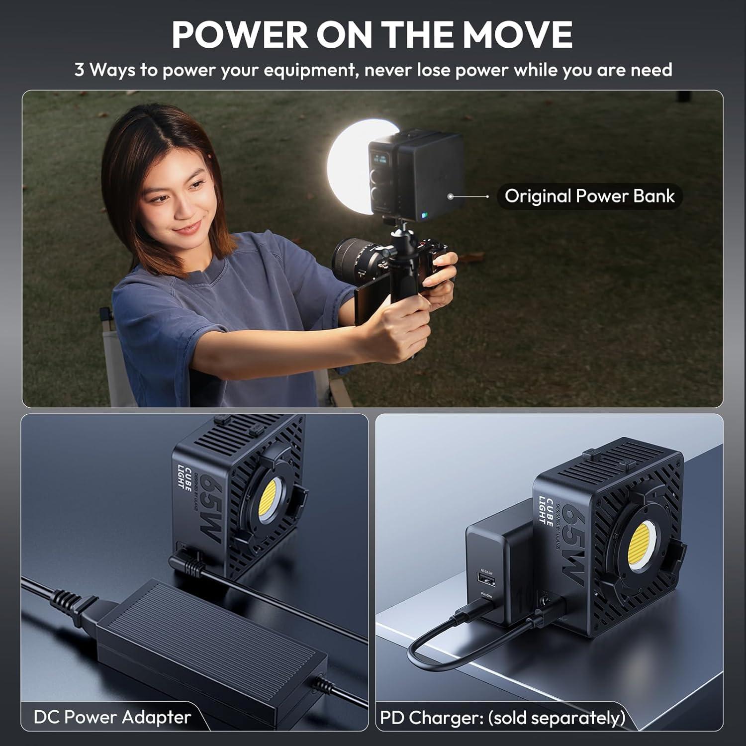 Luz de Video LED ULANZI EC65 65W Bi Color Portátil 2700K-6500K