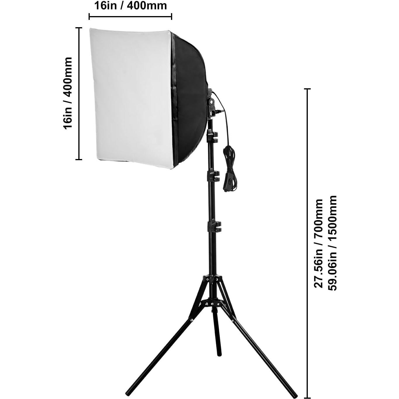 Happybuy Softbox Lighting Kit, 16" x 16", Professional Softbox with 45W LED Bulbs, 3000-6500K Adjustable Color Temperature, Tripod Stand, Remote Control, Studio Lights for Portraits & Live Streaming