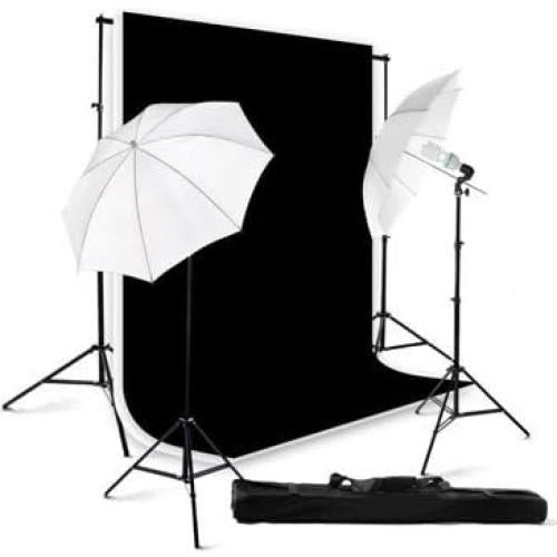 Kit de Iluminación Fotográfica StudioFX 800W con Fondos y Paraguas