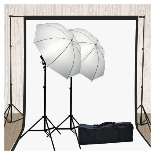 ePhoto Photography Video Muslin Backdrop Background Support Stand 2 Lights Umbrella 2 Muslins Lighting Kit by ePhotoInc H4051