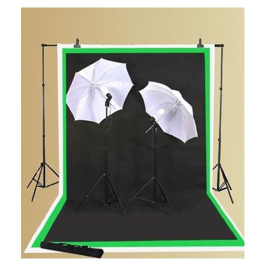 ePhoto ULS69 Continuous Lighting Kit with 3 Muslins Green Screen Light Kit