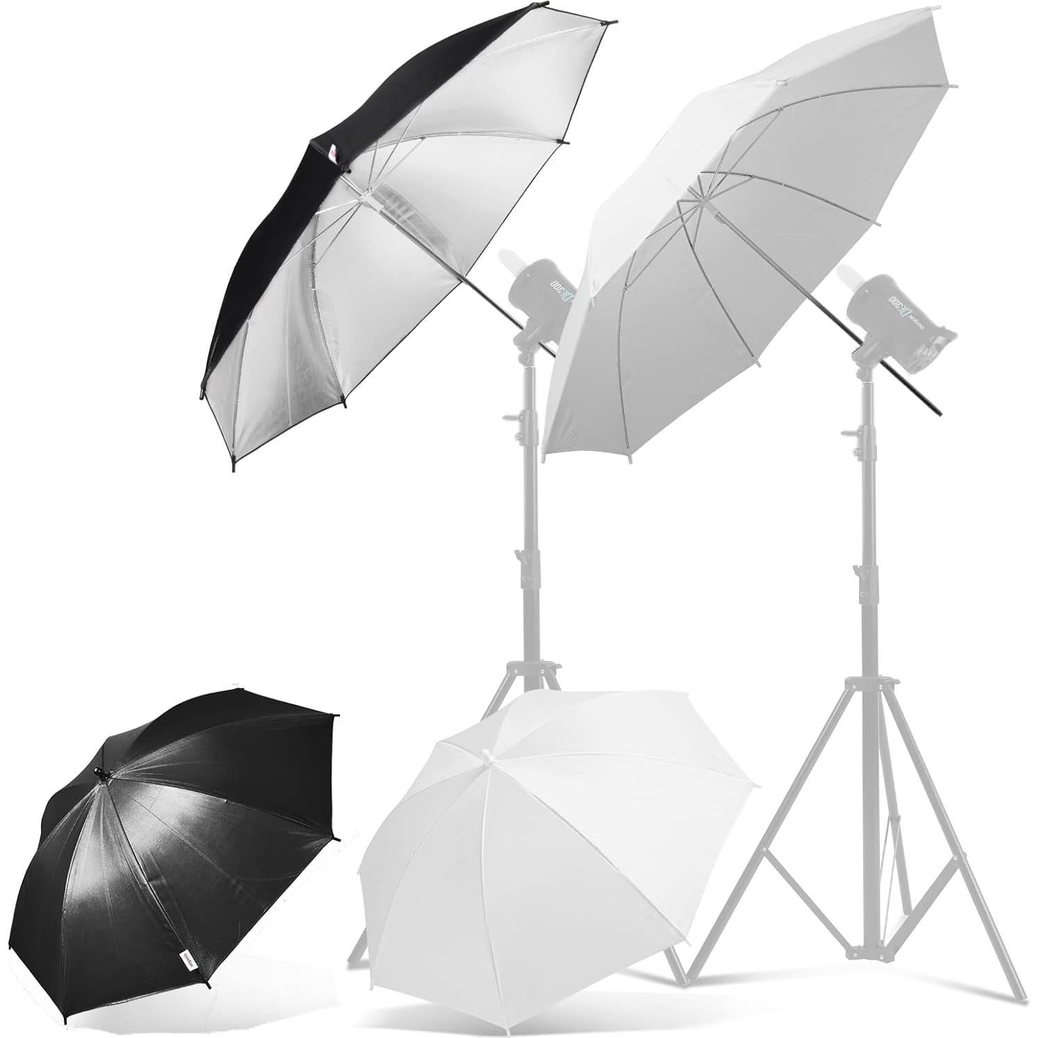 Kit de Iluminación con Paraguas Reflectores Soonpho 4 Pzas