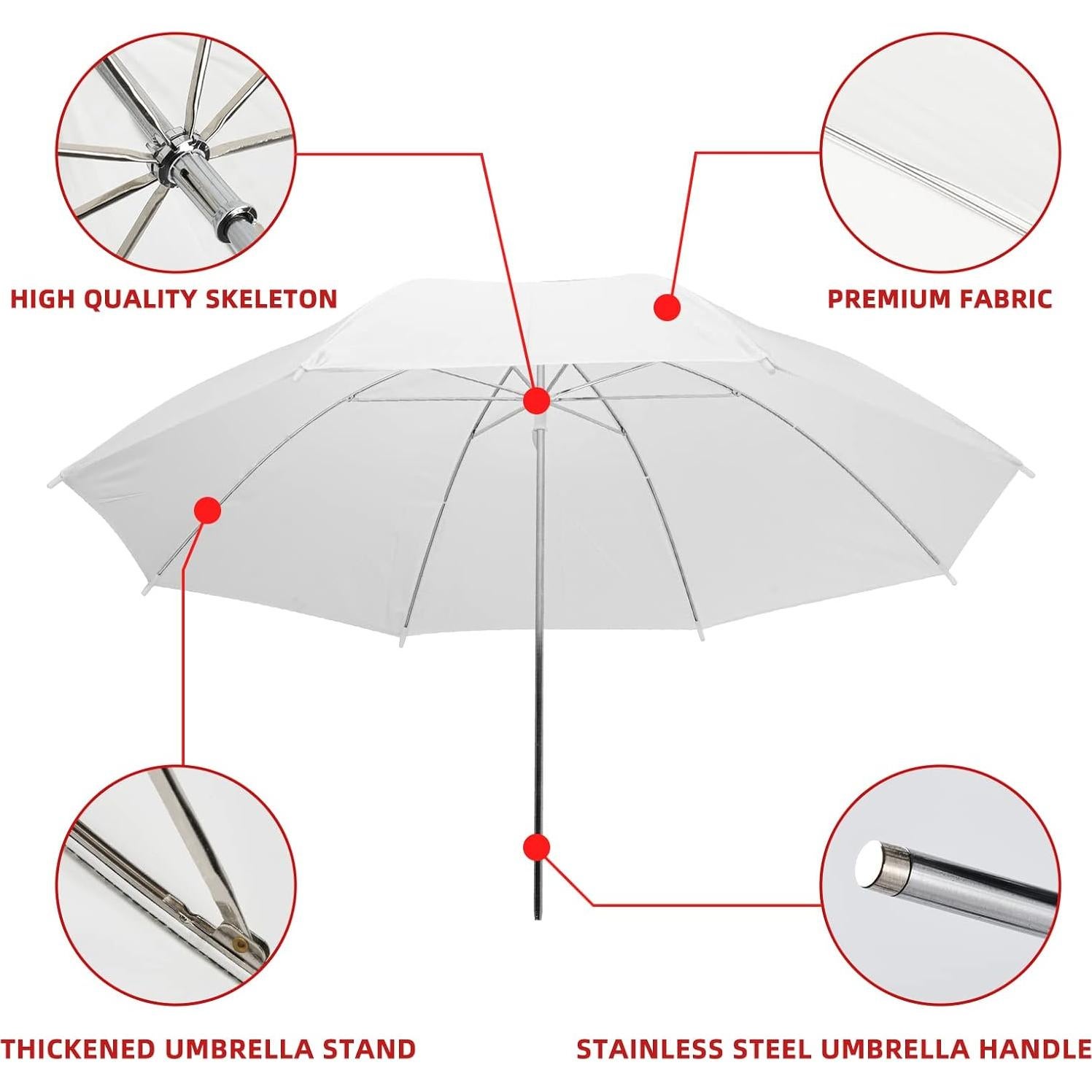 Kit de Iluminación con Paraguas Reflectores Soonpho 4 Pzas