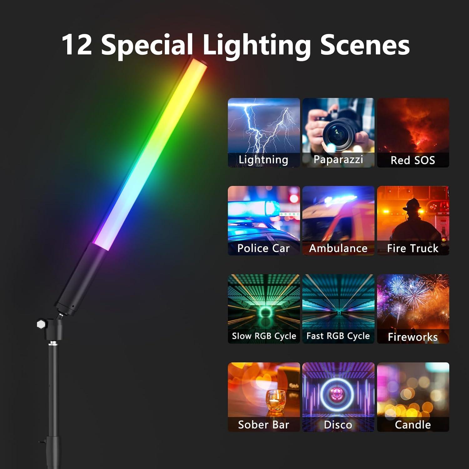 Varita de Luz LED RGB Lookmein 2500mAh con Control Remoto