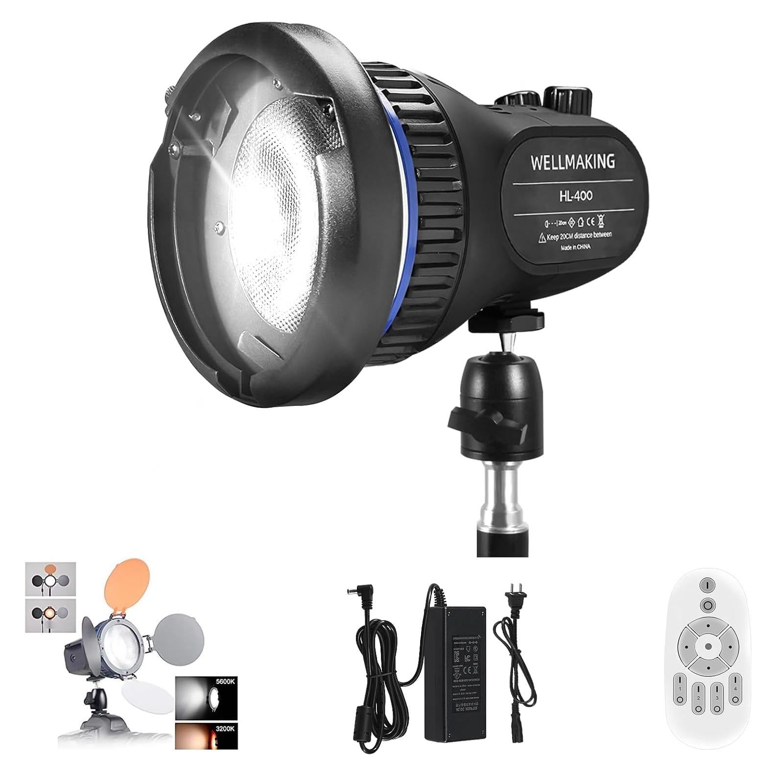 Luz Continua LED WellMaking 40W CRI97+ Pantalla LCD 5600K