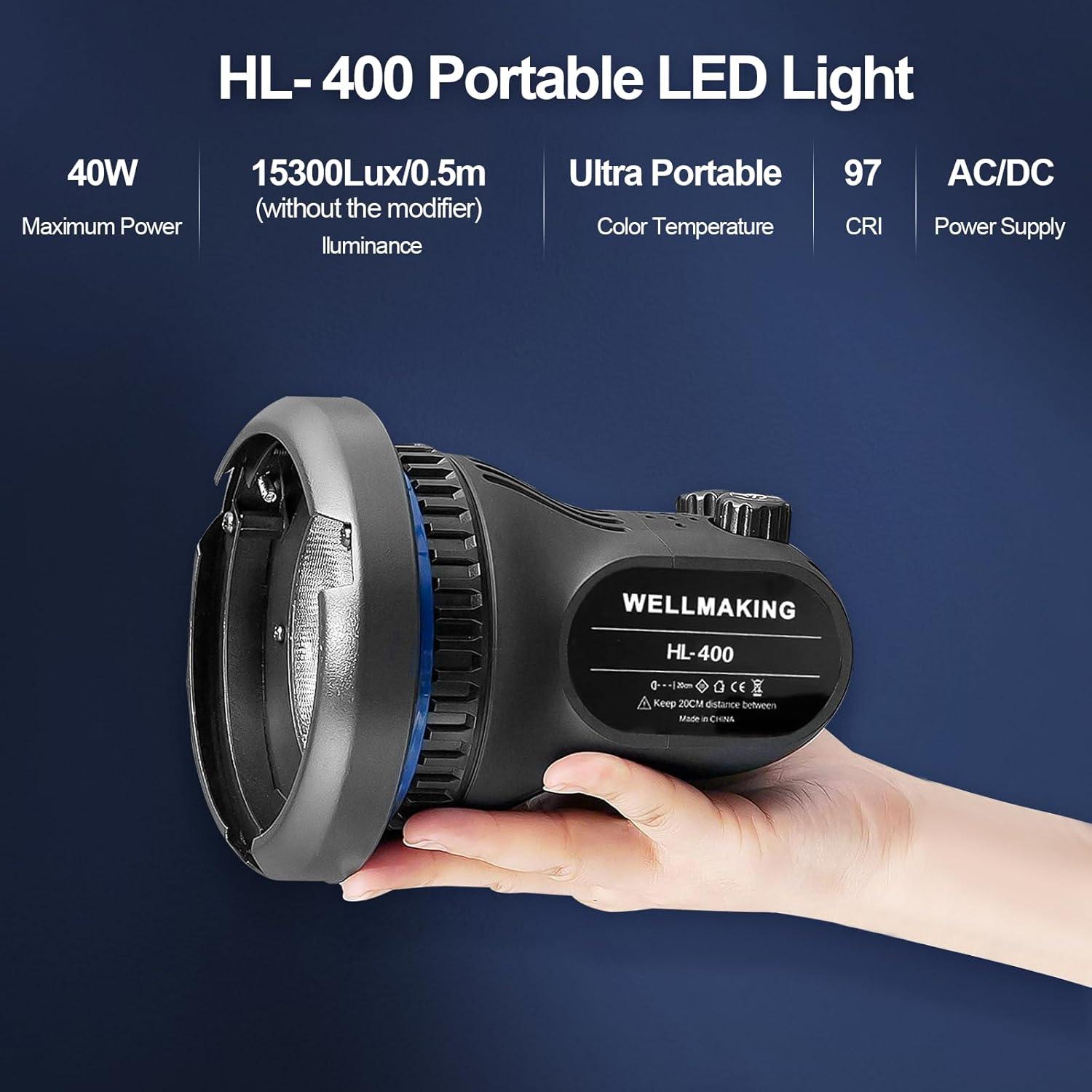 Luz Continua LED WellMaking 40W CRI97+ Pantalla LCD 5600K