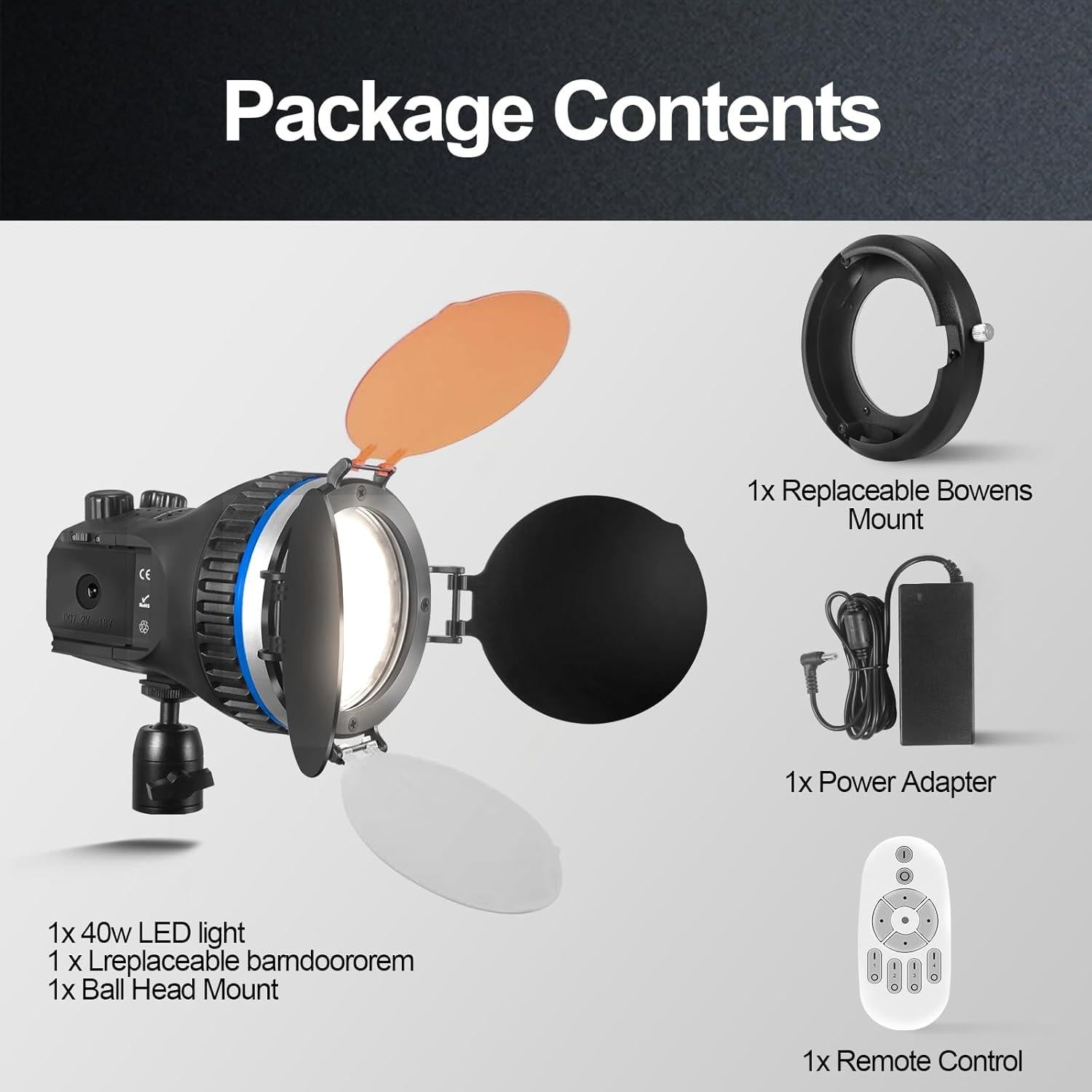 Luz Continua LED WellMaking 40W CRI97+ Pantalla LCD 5600K