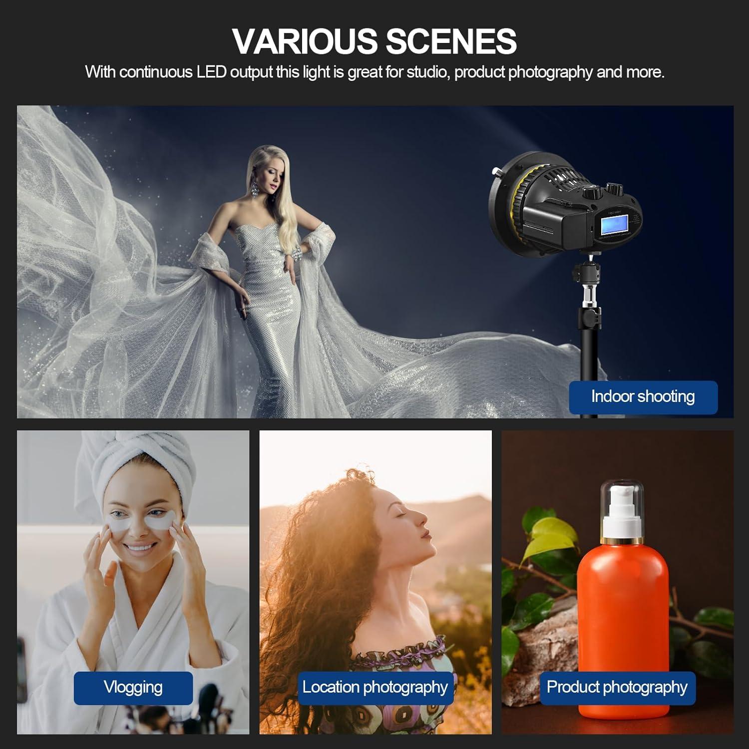 Luz Continua LED WellMaking 40W CRI97+ Pantalla LCD 5600K