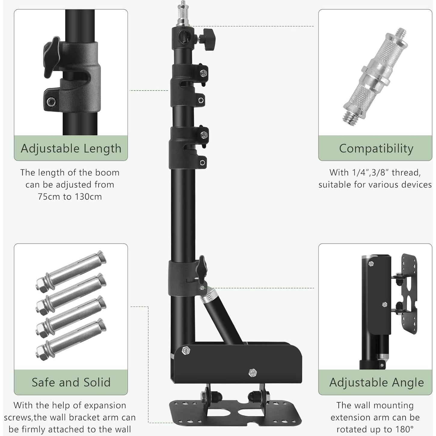 Soporte de Pared para Anillo de Luz MSKIRA 110cm Ajustable