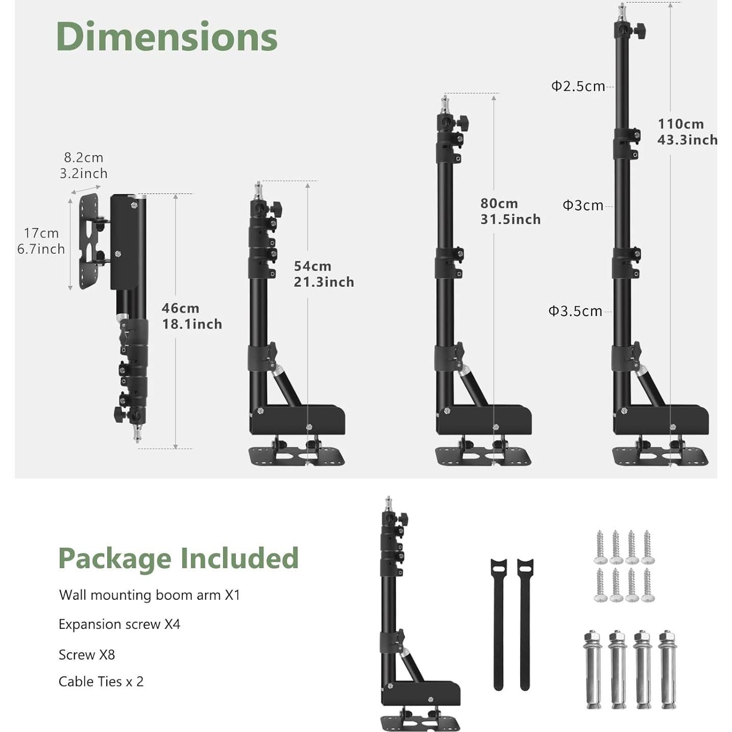 Soporte de Pared para Anillo de Luz MSKIRA 110cm Ajustable