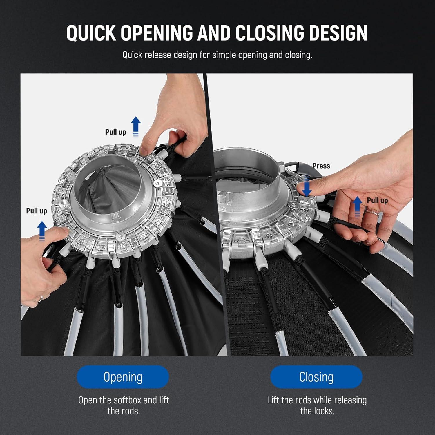 Softbox Parabólico NEEWER 70cm con Difusores y Rejilla