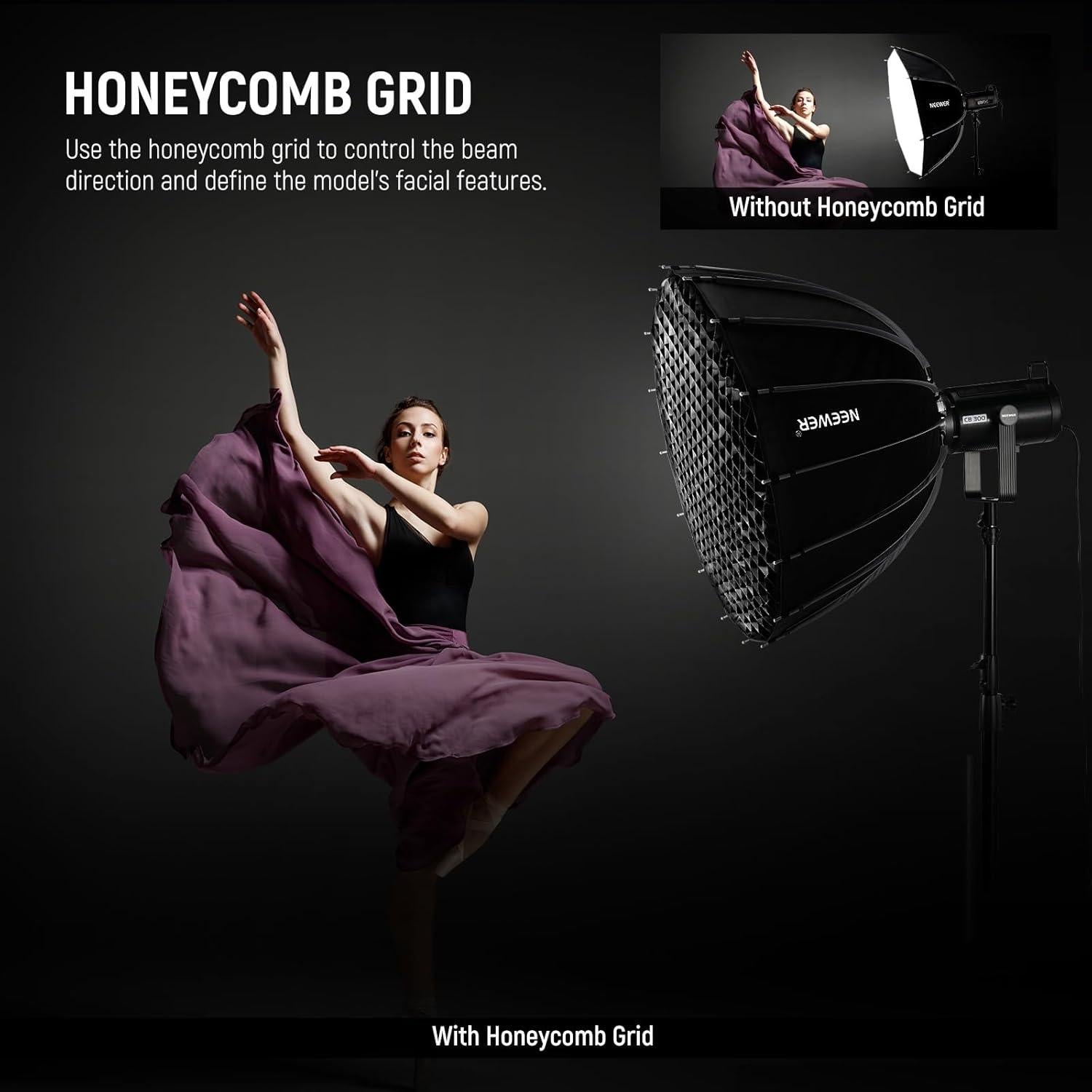 Softbox Parabólico NEEWER 70cm con Difusores y Rejilla